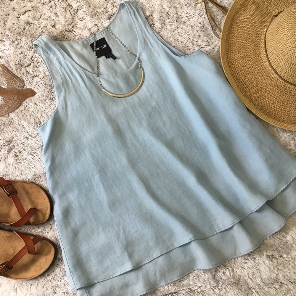 Nic + Zoe Chambray Sleeveless Tunic Top Size Small